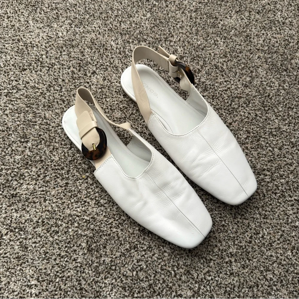 Vince White Leather Sling Back Flats - Picture 2 of 5